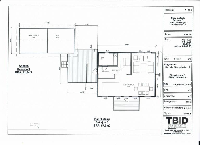 Hovedplan - annekset inngår ikke i leiearealet